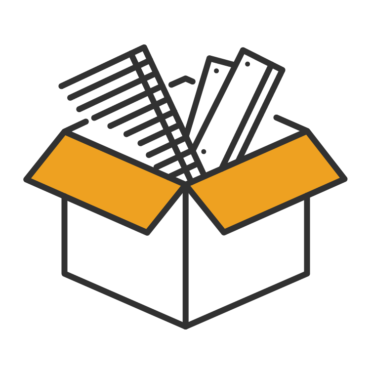 Icon of shipping box with garage door parts