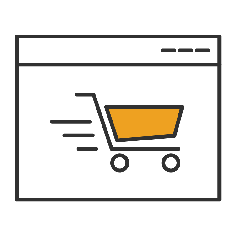 Icon of website with shopping cart